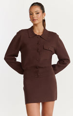 Isabel Top - Long Sleeve Oversized Knit Top in Chocolate