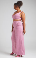 Adelaide Two Piece Set - Crop Top and Wide Leg Pants Set in Pink