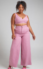 Adelaide Two Piece Set - Crop Top and Wide Leg Pants Set in Pink