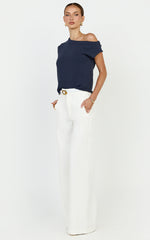 Marilou Top - Knit Off Shoulder Top in Navy