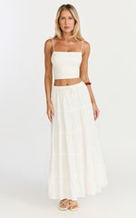 Aurora Maxi Skirt - Low Rise Tiered Maxi Skirt in Off White