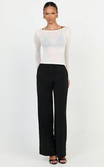 Madi Top - Long Sleeve Sheer Slub Jersey Top in White