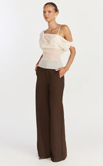 Milla Top - Georgette Asymmetric Draped Top in Cream