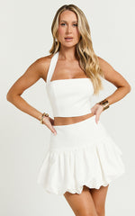 Abellina Top - Wide Neck Halter Crop Top in White
