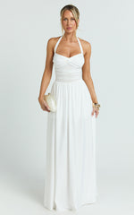 Adelia Maxi Dress - Jersey Halter Contrast Dress in White