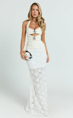 Agatha Top - Shell Hardware Trim Halter Top in White
