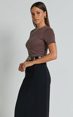 Alexie Tshirt - High Neckline Tshirt in Dark Oak