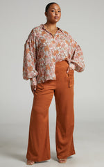 Amalie The Label - Azariah Balloon Sleeve Button Up Shirt in Wildflower Floral