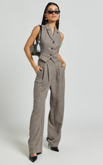 Andie Vest - Button Through Collared Vest in Grey
