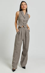 Andie Vest - Button Through Collared Vest in Grey