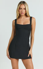 Aretha Mini Dress - Panel Dress in Black