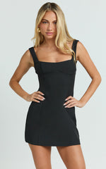 Aretha Mini Dress - Panel Dress in Black