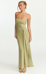 Aria Midi Dress - Strapless Tie Waist Dress in Sage