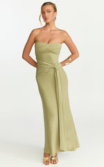 Aria Midi Dress - Strapless Tie Waist Dress in Sage