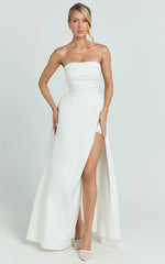 Bianca Maxi Dress - Strapless Fit And Flare Dress in Ivory