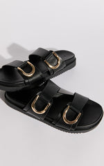 Billini - Areli Slides with Hardware Detail in Black