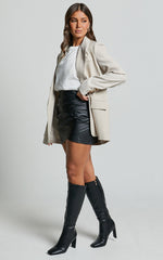 Caralina Blazer - Oversized Single Breasted Blazer in Stone