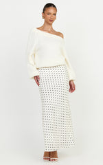 Charlotte Maxi Skirt - Polka Dot Skirt in White & Black Polka Dots