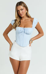 Charlotte Top - Cap Sleeve Top in Blue