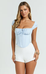 Charlotte Top - Cap Sleeve Top in Blue