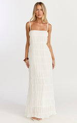 Cleo Maxi Dress - Textured Detail Dress in Cream