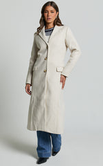 Colby Coat - Tailored Longline Coat in Stone