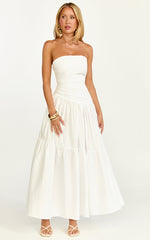 Cora Midi Dress - Strapless Dress in White