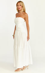Cora Midi Dress - Strapless Dress in White