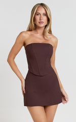 Delaney Two Piece Top and Skirt Set - Halter Corset Top And Mini Skirt in Pistachio