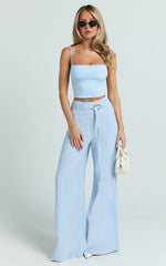 Delphine Top - Strap Straight Neck Top in Baby Blue