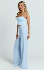 Delphine Top - Strap Straight Neck Top in Baby Blue