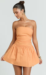 Donatella Mini Dress - Strapless Drop Waist Dress in Sherbet