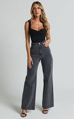 Donna Top - Cowl Neck Corset Top in Black