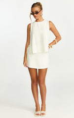 Eddie Top - Linen Blend Shell Top in White