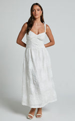 Eugene Midi Dress - Wide Strap Sweetheart Bust A Line Dress in White