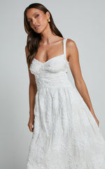 Eugene Midi Dress - Wide Strap Sweetheart Bust A Line Dress in White