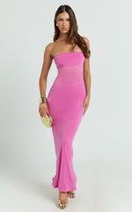 Fatima Midi Dress - Bodycon Strapless Dress in Fuchsia
