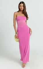 Fatima Midi Dress - Bodycon Strapless Dress in Fuchsia
