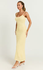 Fhel Maxi Dress - Crochet Strappy Dress in Lemon