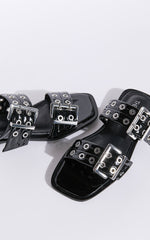 Therapy - Ego Sandals with Hardware Detail in Black Patent