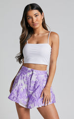 Hailey Shorts - Jacquard Full Shorts in Lilac Jacquard
