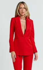 Hermie Blazer - Single Breasted Blazer in Red
