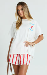 Hina Two Piece Top and Shorts Set - Lobster T-Shirt Set in Red/White
