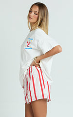 Hina Two Piece Top and Shorts Set - Lobster T-Shirt Set in Red/White