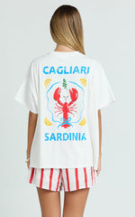 Hina Two Piece Top and Shorts Set - Lobster T-Shirt Set in Red/White