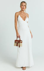 Hinata Maxi Dress - Linen Blend Slip Dress in Off White