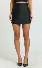 Janice Mini Skirt - High Waisted A-line Skirt in Black