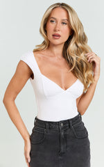Juliette Bodysuit - Deep V Neckline Bodysuit in White