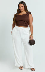 Kala Pants - Mid Waisted Relaxed Elastic Waist Pants in White