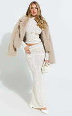 Charisse Coat - Oversized Crop Faux Fur Coat in Light Brown